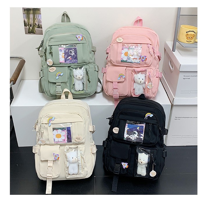 跨境新款大容量初中学生书包女韩版原宿ulzzang百搭双肩包学生包