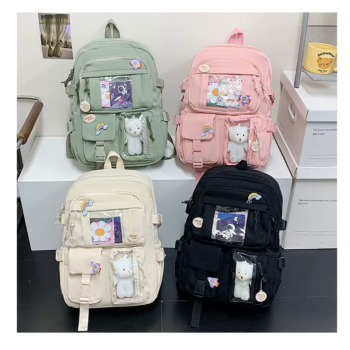 跨境新款大容量初中学生书包女韩版原宿ulzzang百搭双肩包学生包