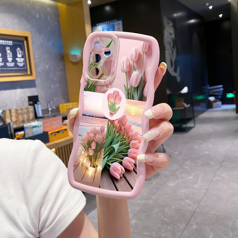 适用于三星Samsung A36保护套A56 郁金香插画波浪边防摔手机壳|undefined