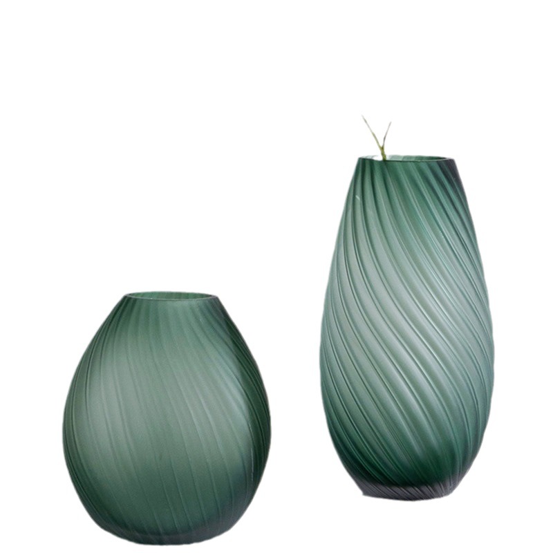 Moderno simple hilo verde florero de vidrio esmerilado creativo sala de estar mesa de comedor arreglo de flores decoración de la flor