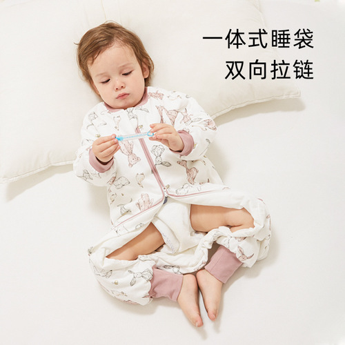 Baby sleeping bag, children's anti-kick quilt pajamas, spring, autumn and winter baby split-leg sleeping bag, newborn one-piece pajamas