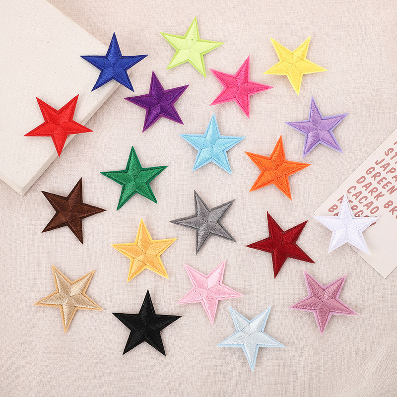 ミニかわいい五芒星刺繍パッチステッカー縫製不要シームレス修理自己粘着刺繍ステッカー衣類装飾布ステッカー|undefined