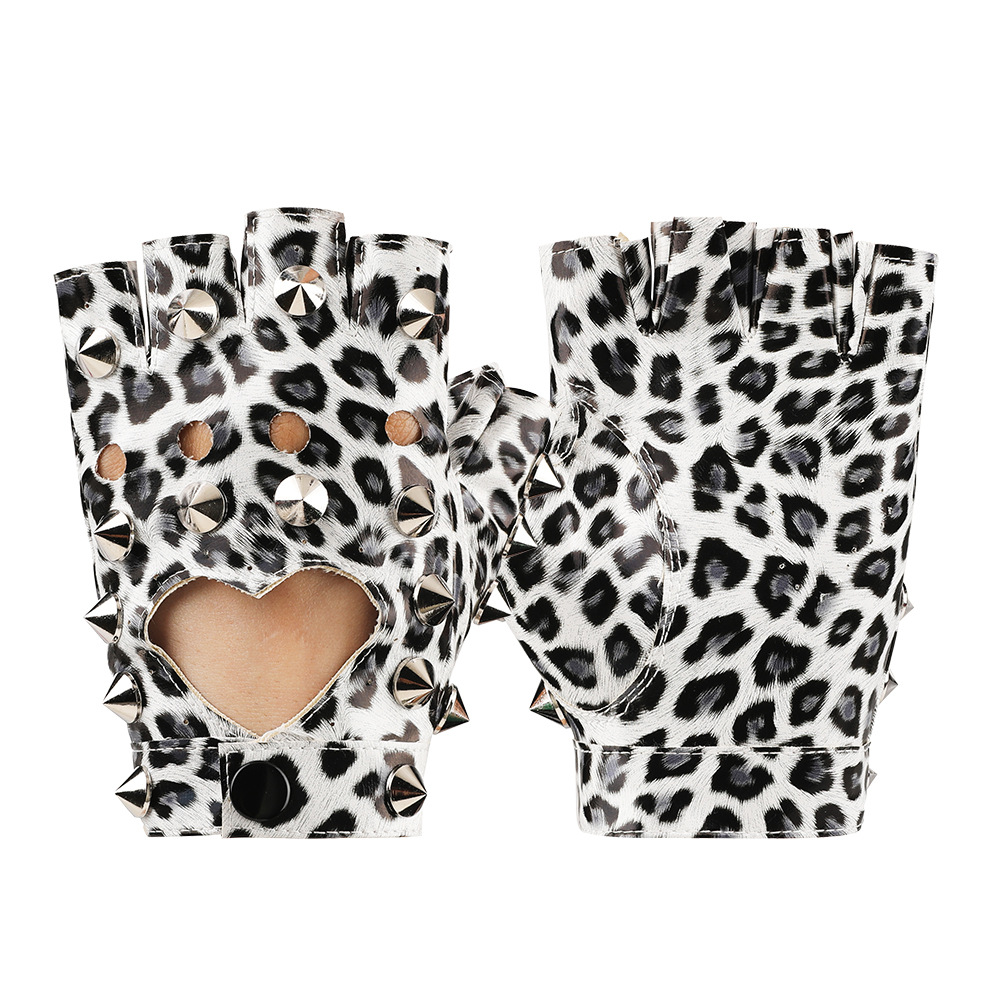 Danza rendimiento guantes pole dance apoyos discoteca rendimiento hip hop etapa remache decorativo pu cuero medio dedo guantes