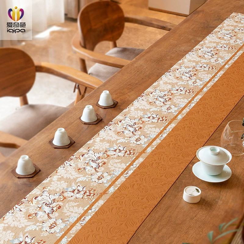 Оригинальная скатерть Aibaqi с узором водяной лилии, водонепроницаемый чайный коврик, скатерть для чайного стола, высококачественная длинная скатерть для чайного стола.