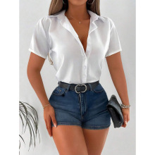V 96857 Women's Simple V-neck Shirt Ůʿ��Լ V �����