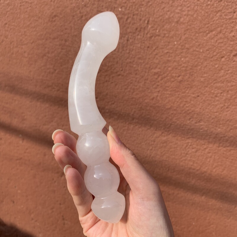 天然白水晶雕刻原石打磨水晶按摩棒 图 5