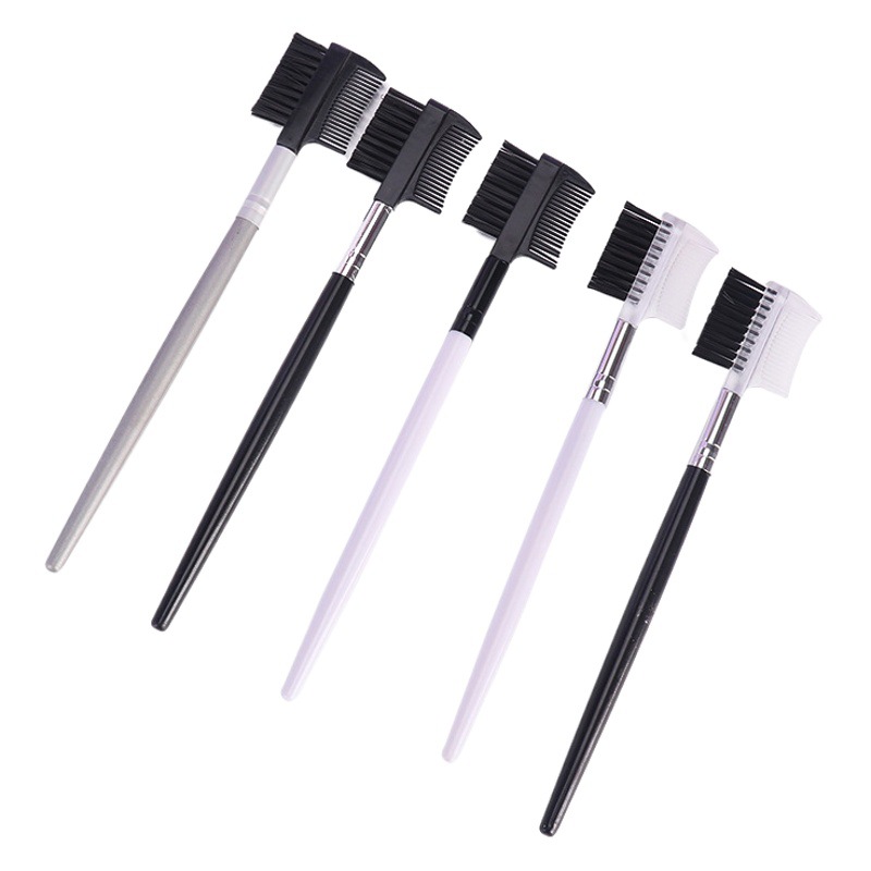 Wholesale new double eyebrow brush eyebrow dual-purpose makeup styling beauty tool brush portable long rod eyebrow brush