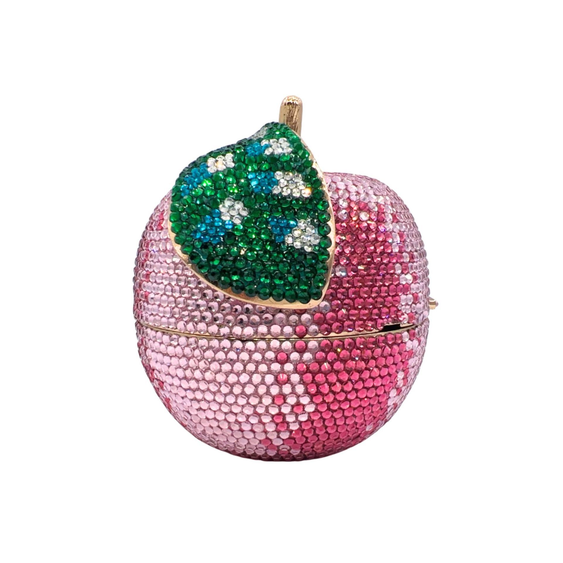 Apple cristal embrague de manzana melocotón con diamantes bolsas de cena de lujo bolsas de mano de diamantes nuevas