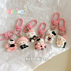 少女心ピンクKT猫のキーホルダーかわいいアニメ学生のかばん飾りアクセサリーの親友プレゼント
