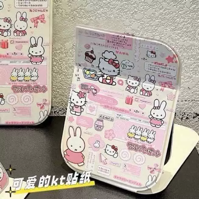 Складное мультяшное настольное зеркало (Hello Kitty) — портативное HD 4K, 3 размера 10,5–21×16 см