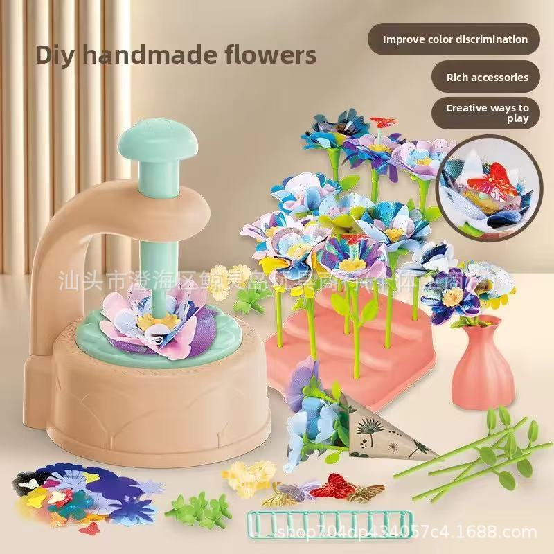 跨境DIY花朵制作机花束压花机手工工艺布艺女孩插花仿真玩具套装|undefined