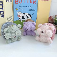 便攜卡通可愛捂眼害羞小熊毛絨公仔玩偶鑰匙扣女生口紅零錢包批發