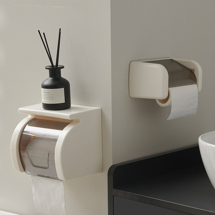 Estante de rollo de papel, inodoro sin perforación, caja de pañuelos, estante de baño montado en la pared, caja de papel higiénico impermeable para baño