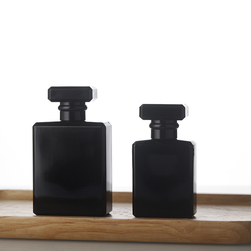 现货供应30ml50ml100ml高档哑黑方形玻璃香水瓶