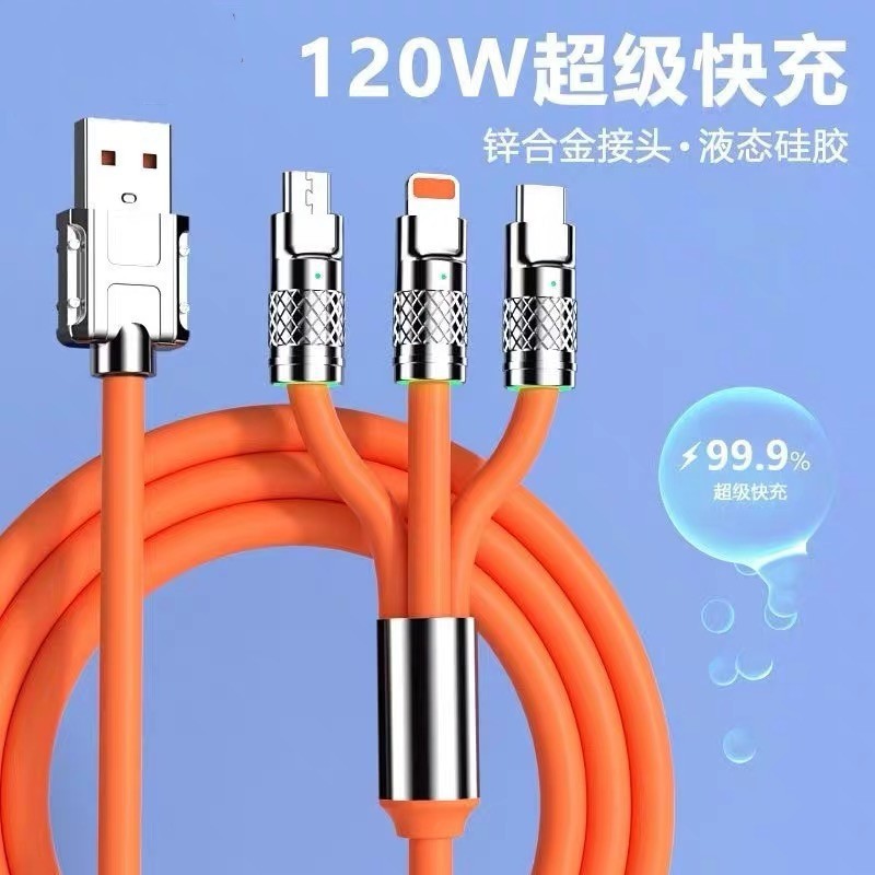 1'e 3 Hızlı Şarj Veri Kablosu Apple Android Huawei USB-C Süper Hızlı Şarj Kablosu 3 in 1 Fabrika