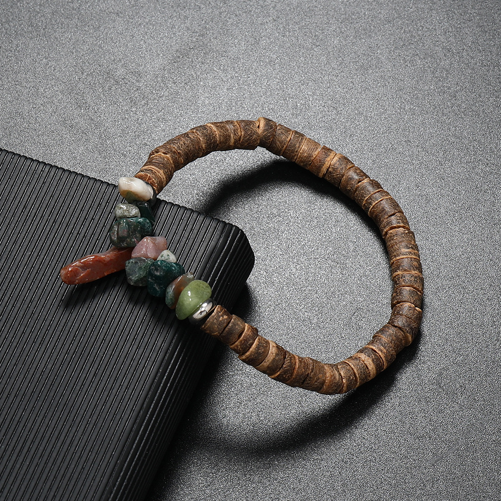 20g Weight Bracelets Classification 1 Piece Quantity Casual, Daily, Party Occasion natural stone Material Geometric, Color Block Pattern Unisex Gender Beaded Design Retro Style Retro Geometric Color Block Natural Stone Bracelets In Bulk 5