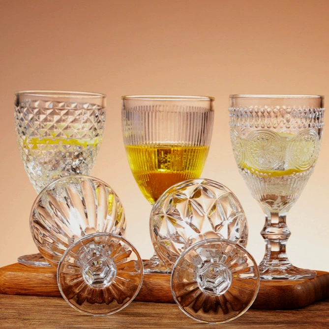 Европейский стиль ретро низкий подсолнух рельеф бокалы для вина бокалы для шампанского бокалы для соков стаканы для молока