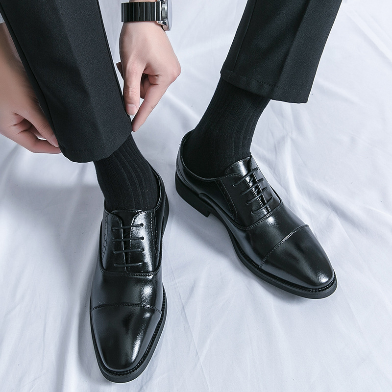 Transfronterizos de negocios grandes zapatos de cuero tallado de lazos negros zapatos de cuero de oficina de hombre zapatos de boda image 4