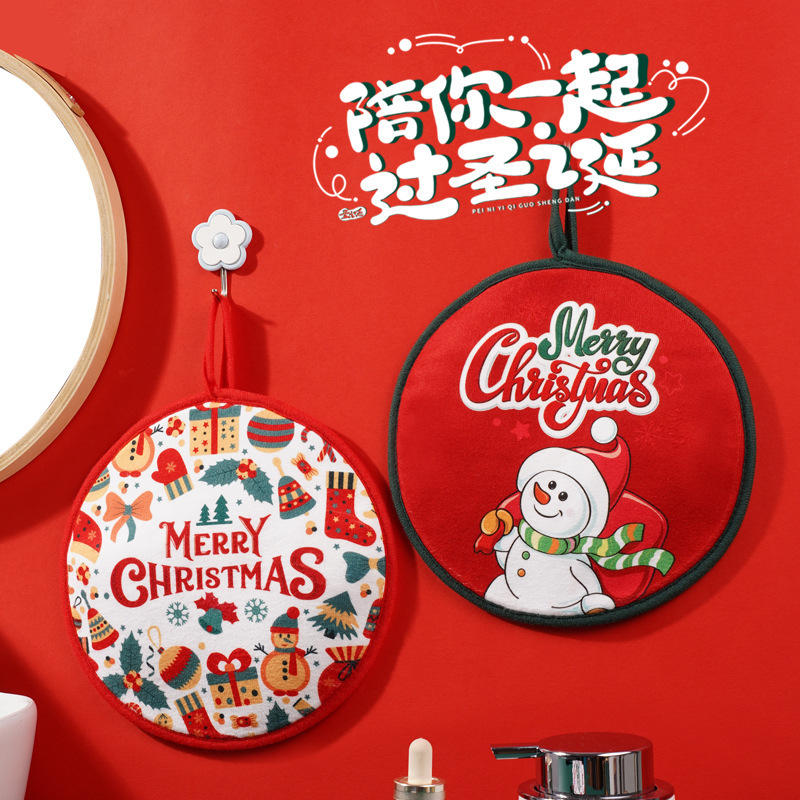 Christmas Hanging Hand Towel Kitchen Hand Cloth Holiday Gift Pendant Jewelry Creative Coaster Household Handkerchief