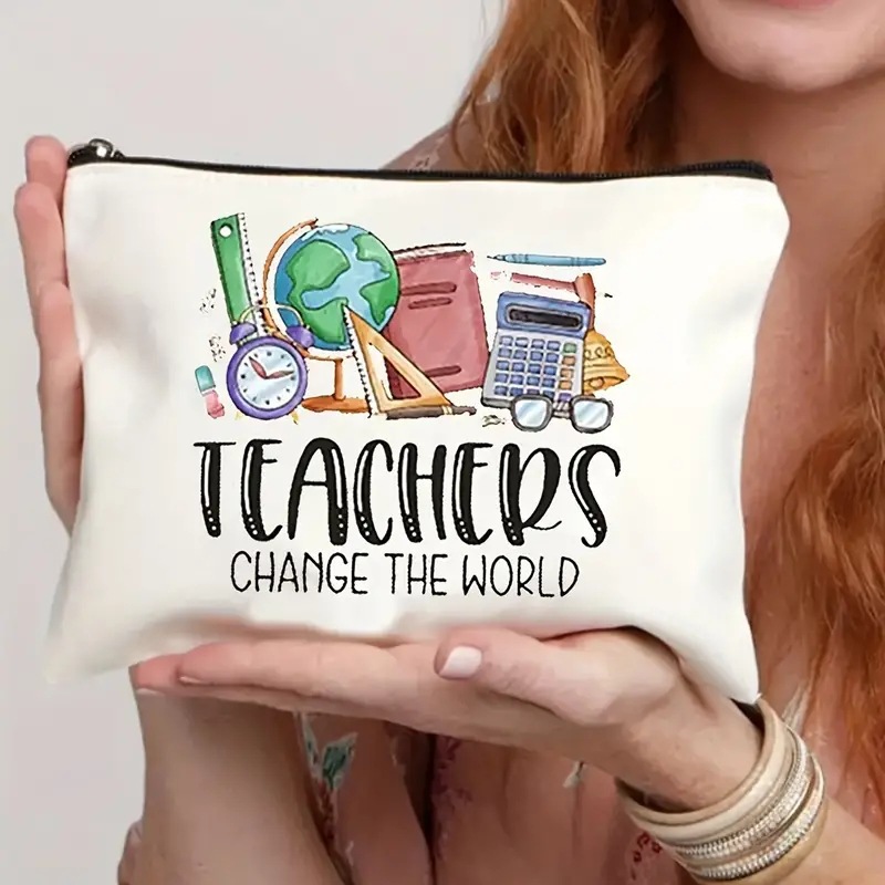 Bolsa de maquillaje transfronteriza para maestros regalo maestro cremallera bolsa impermeable Lino maquillaje bolsa de almacenamiento maestro regalo