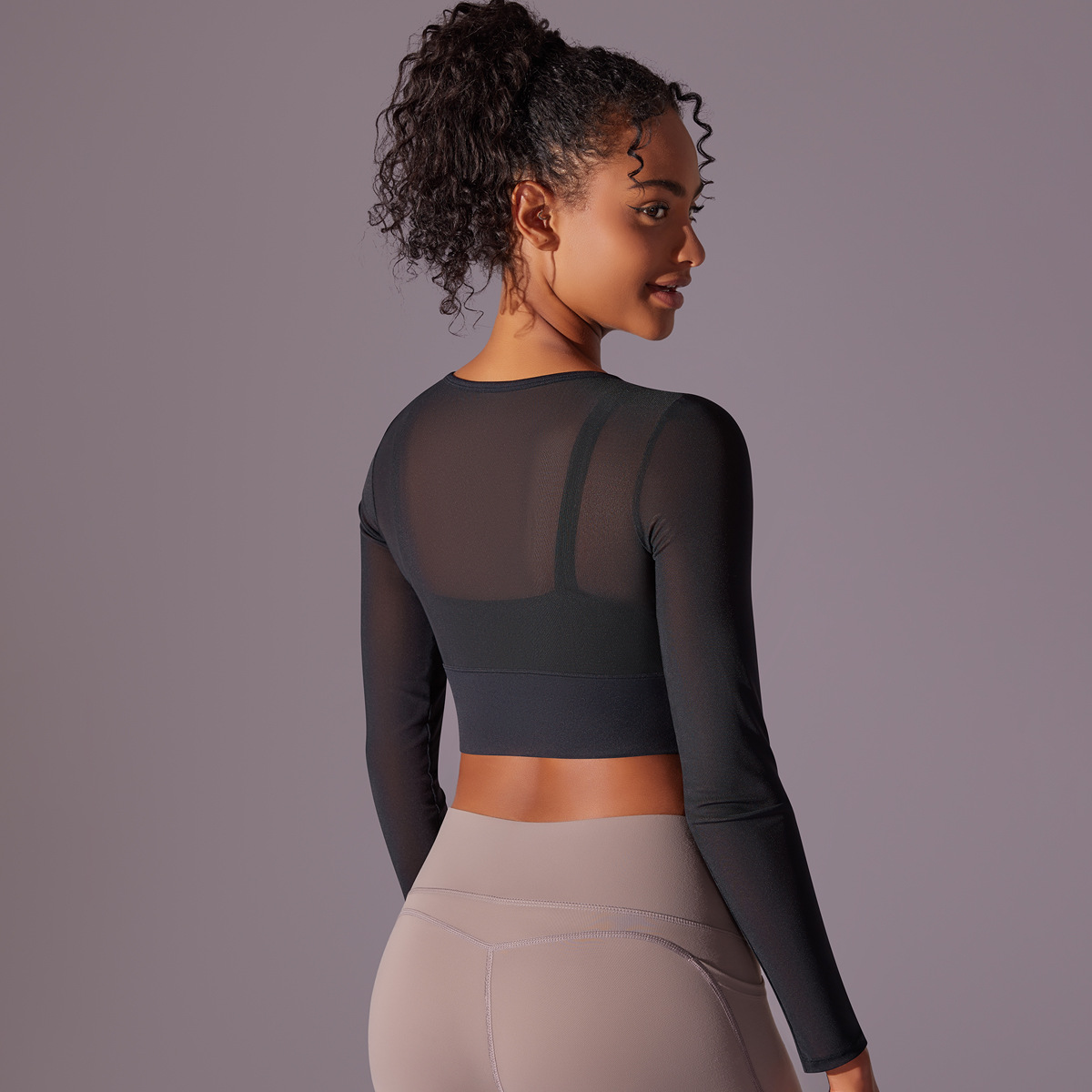189g Weight Long Sleeve Sleeve Length Nylon, Cotton Blend Fabric Type Short Top Length T-shirt Tops Type Fitness, Yoga Occasion Round Neck Neckline Solid Color Pattern Net Yarn, Hollow Out Design Sports Style Sports Solid Color Nylon Cotton Blend Round Neck Net Yarn Hollow Out Active Tops T-shirt 11