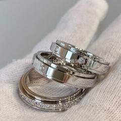 伯家时来运转戒指v金满钻男女情侣对戒食指环轻奢高版本18K可转动