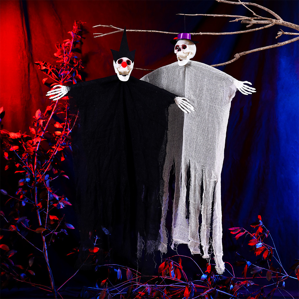 Decoración de Halloween props calavera gaza horror muñeca colgar puerta de la casa embrujada calavera fantasma