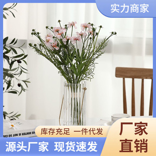 Scandinavian Metal Satchel-Style Transparent Glass Vase Ornaments Modern Dried Flower Arrangement Device Living Room Dining Table Decoration European Style