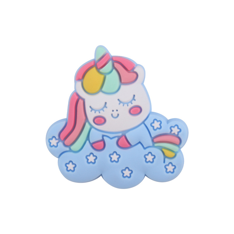 Nuevo bebé suministros dibujos animados lindo unicornio cuentas de silicona creativo DIY chupete cadena pulsera mordedor Accesorios