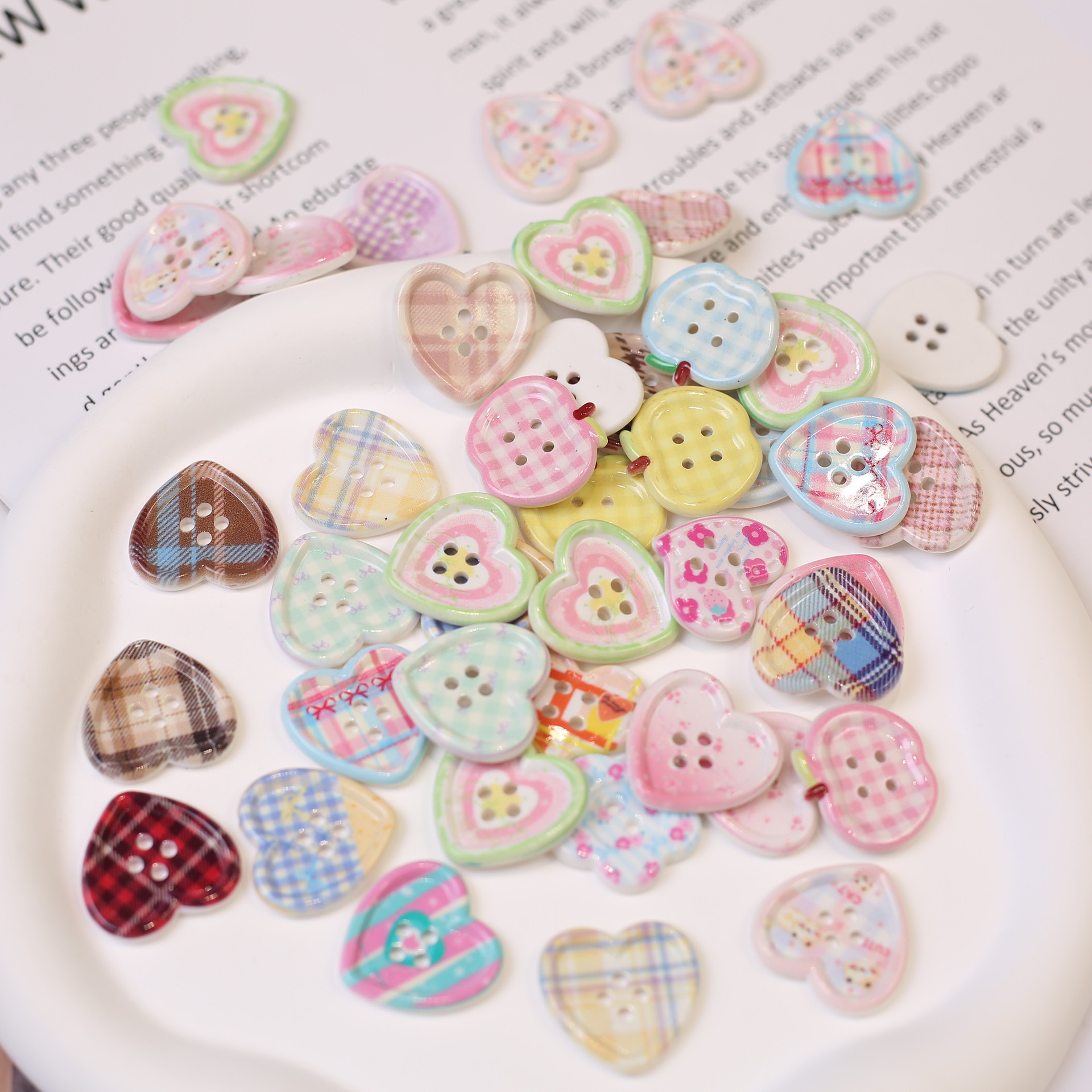 Cute Apple Heart Stripe Shaped Resin Buttons Handmade Diy Sewing...