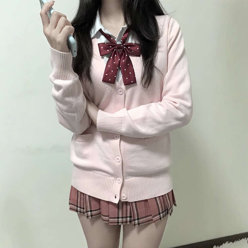 THORNY RABBIT 오리지널 JK 기본 솔리드 컬러 카디건 스웨터 일본식 유니폼 긴팔 루즈 다용도 스웨터 재킷