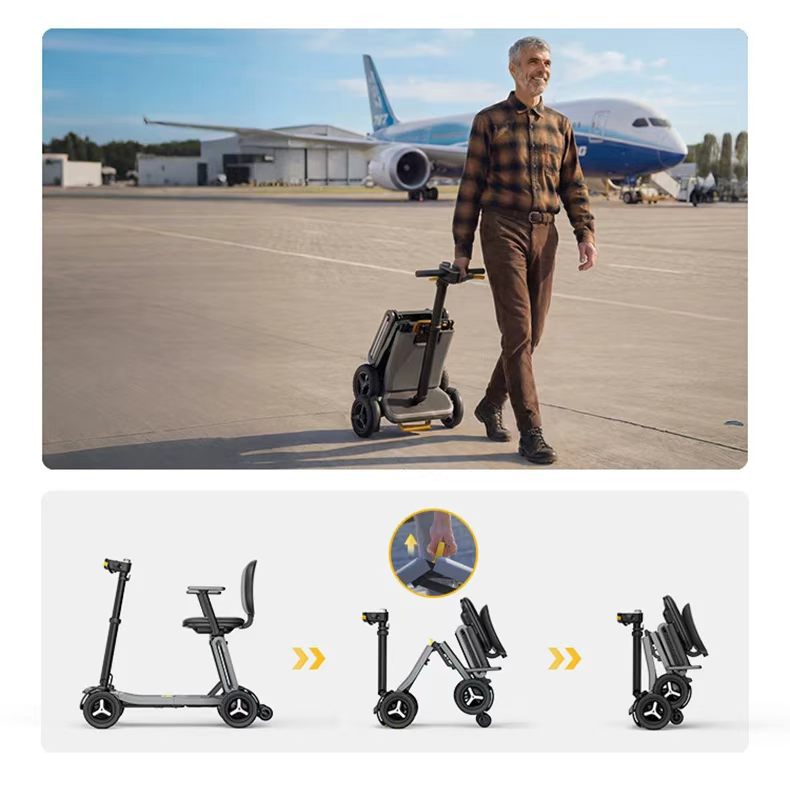 Cross-Border Ultra-Light Smart Electric Scooter That Can Be Used on Airplanes, Foldable Electric Vehicle, Electric Tricycle, Mobility Scooter for the Elderly