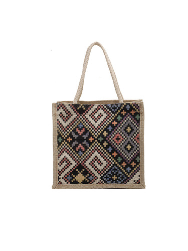 Ethnic style canvas bag for women summer new fashion outing portable linen lunch box lunch bag hand carrying mommy bag