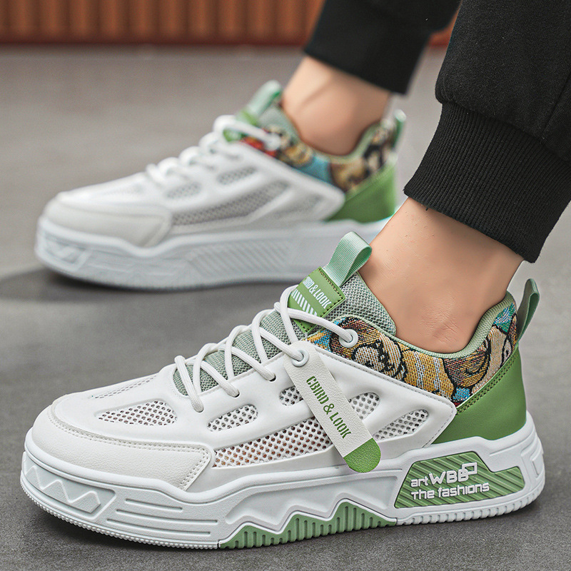 Men's fashionable two-tone low breathable casual sneakers with…