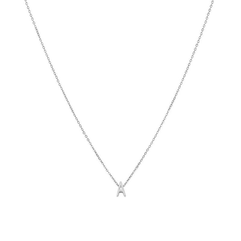 Minimalist 26 Letter Pendant Necklace Silver Chain Long Necklace_voghion.com