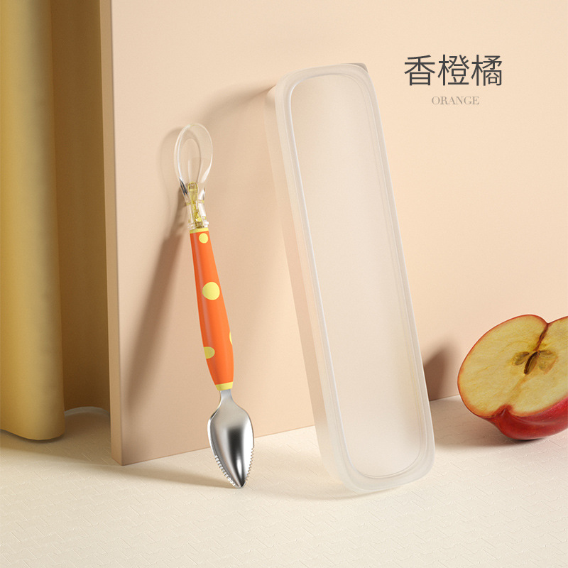 오렌지 오렌지 더블 헤드 실리콘 헤드 과일 퓌레 스푼