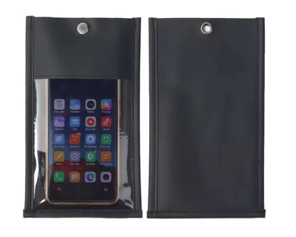 PU leather anti-camera protective case with magnetic clasp, portable outdoor touch-screen phone case