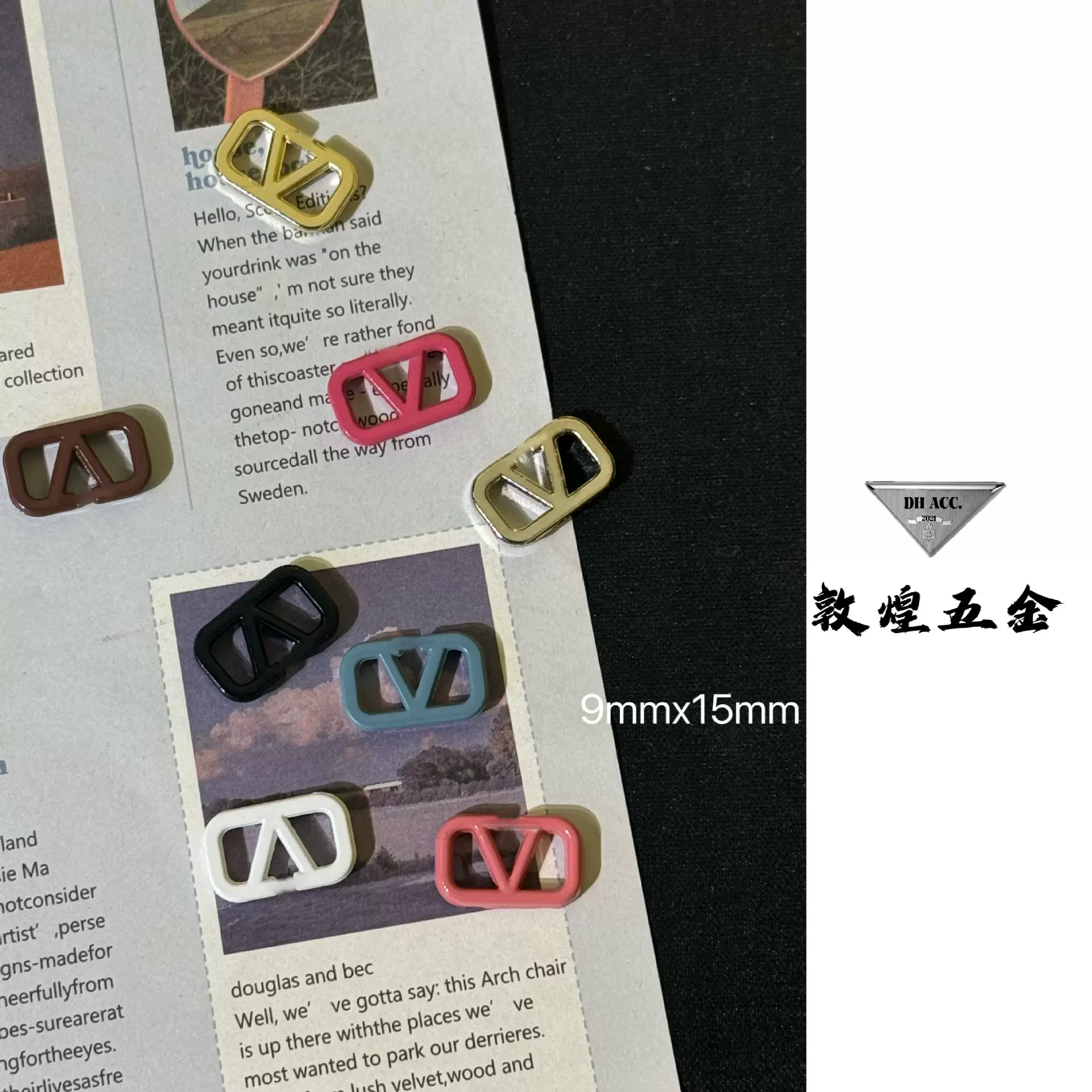 华伦家字母V高级感跨境直播胸针H家同款ins明星网红材料饰品配件