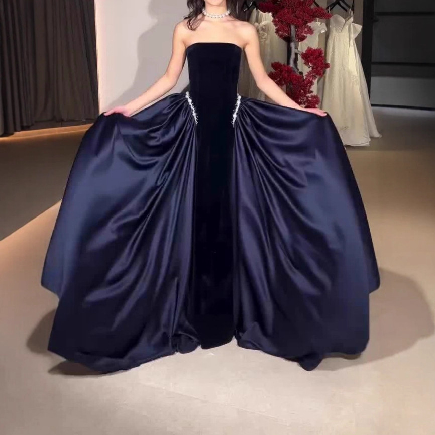 2025 New Cross-Border Export Women's European and American Elegant Prom Dress Women's Strapless A-Line Party Evening Dress