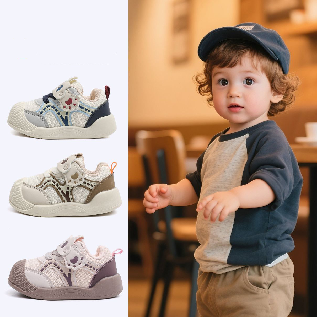 Baby Toddler Shoes Spring & Fall New Soft-Soled Non-Slip Boys' Baby Shoes Breathable Functional Shoes for Girls Aged 0-3 Years Old