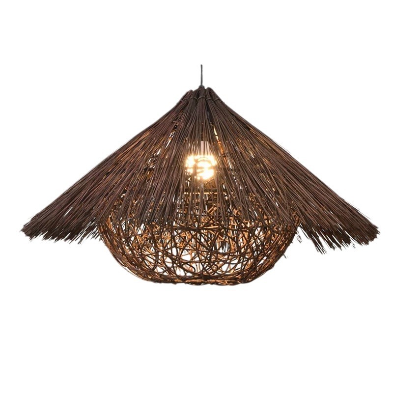 Lámpara de sombrero de paja japonesa lámpara de caña Hotel restaurante Residencia nueva lámpara de caña Zen chino lámpara de bambú lámpara de trenzado