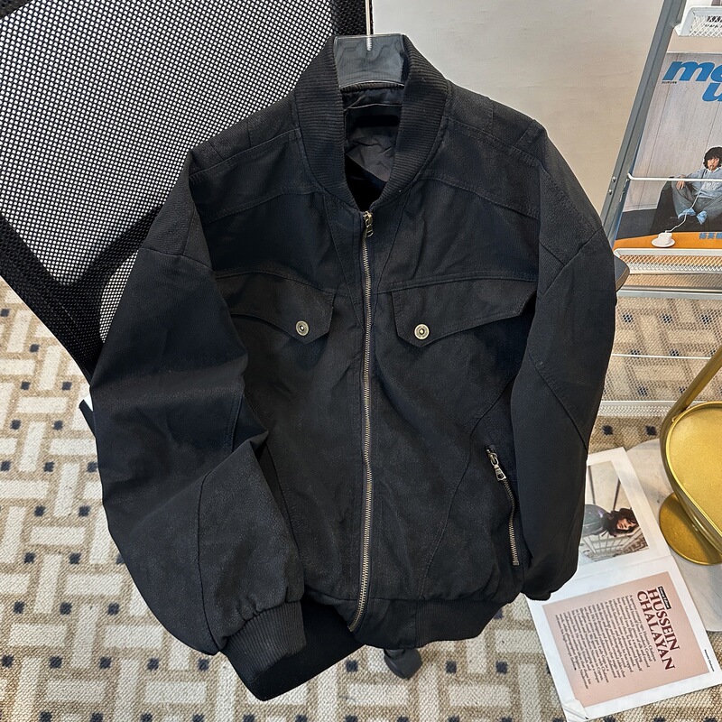 cleanfit Brown Short Harrington Jacket American Retro Crock Jacket Men's Trendy Brand Aviator Baseball Suit