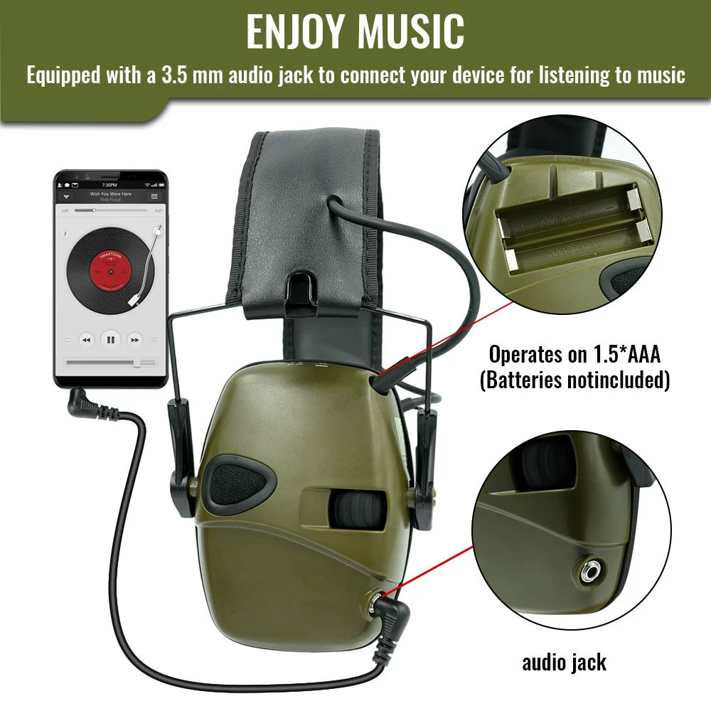 Тактические наушники с шумоподавлением для охоты на открытом воздухе, электронные наушники для стрельбы, защитные наушники для слуха, складные