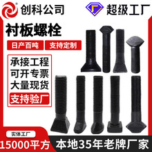 定制衬板螺栓8.8级高强度发黑鹅蛋丝椭圆头压板螺丝破碎机扁头螺