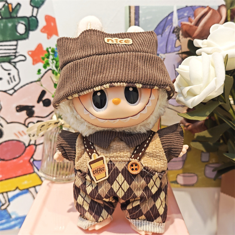 Labubu ベビー服ビニールラブブ 17 センチメートル人形かわいいドレスアップカジュアルスーツスカートぬいぐるみ服|undefined