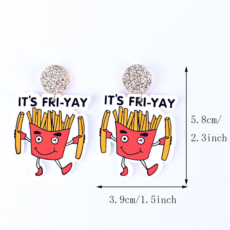 15g Weight Drop Earrings Classification 1 Pair Quantity Holiday, Daily Occasion Acrylic Material Letter Pattern Women's Gender Printing Design Simple Style, Classic Style Style 1 Pair Simple Style Classic Style Letter Printing Arylic Drop Earrings 3
