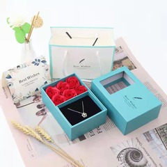 Perpetual Flower Gift Box 6 Red Roses Box Jewelry Small Decorative Accessories Universal Gift Box Mother's Day Gift One-Time Shipment