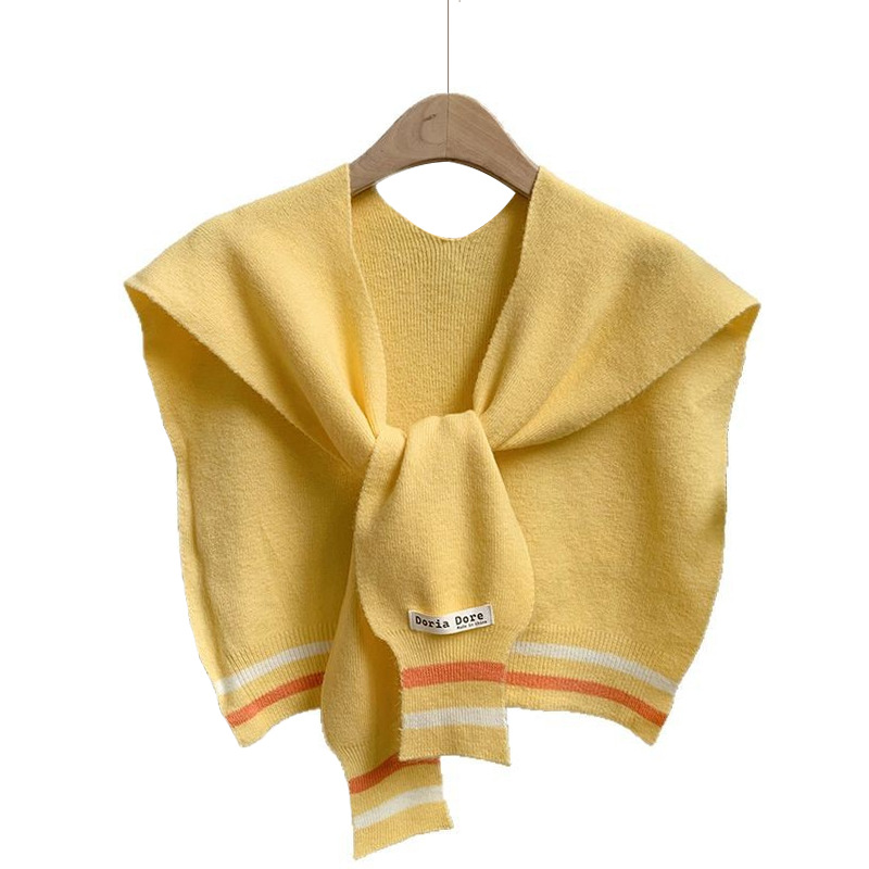 Nudo de punto, chalelas de mujer coreana, aire acondicionado de color sólido, primavera y verano, collar falso para proteger el cuello.