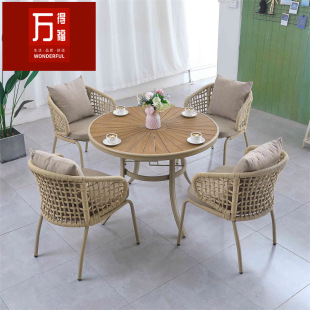 Outdoor Rattan Chair Three-piece Courtyard Small Table and Chair Combination Balcony Coffee Table Outdoor Garden Simple Casual Rattan Chair