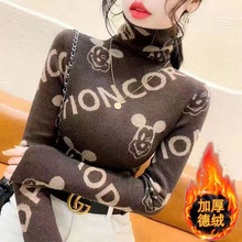 双面德绒打底衫女加厚秋冬高领洋气内搭长袖T恤女修身保暖上衣ins